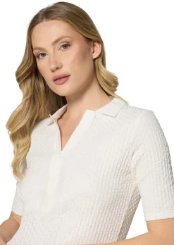 Struktur-Poloshirt mit Strickkragen