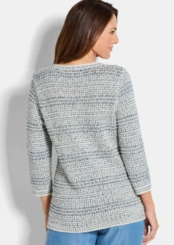 Struktur-Strickpullover mit V-Ausschnitt