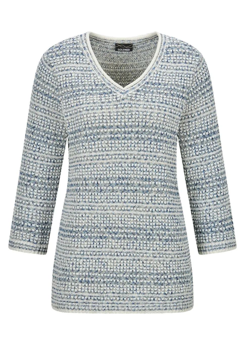 Struktur-Strickpullover mit V-Ausschnitt