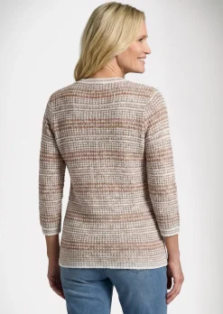Struktur-Strickpullover mit V-Ausschnitt