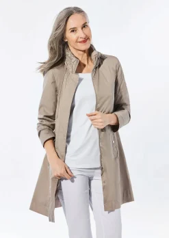 Super leichte Longjacke mit versteckter Kapuze