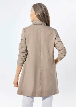Super leichte Longjacke mit versteckter Kapuze