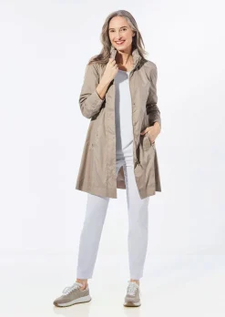 Super leichte Longjacke mit versteckter Kapuze