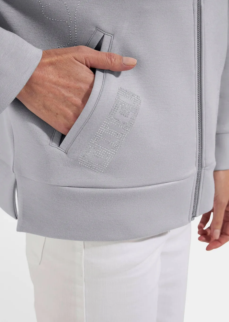 Sweatjacke mit Glitzermotiven