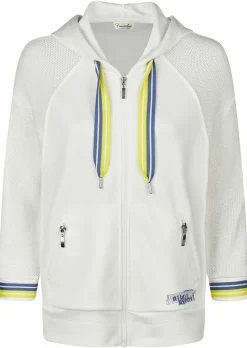 Sweatjacke mit Strick und Glanzdetails