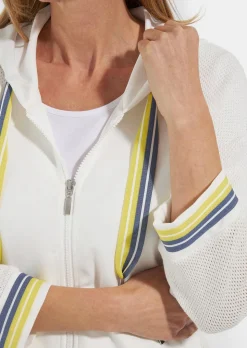 Sweatjacke mit Strick und Glanzdetails