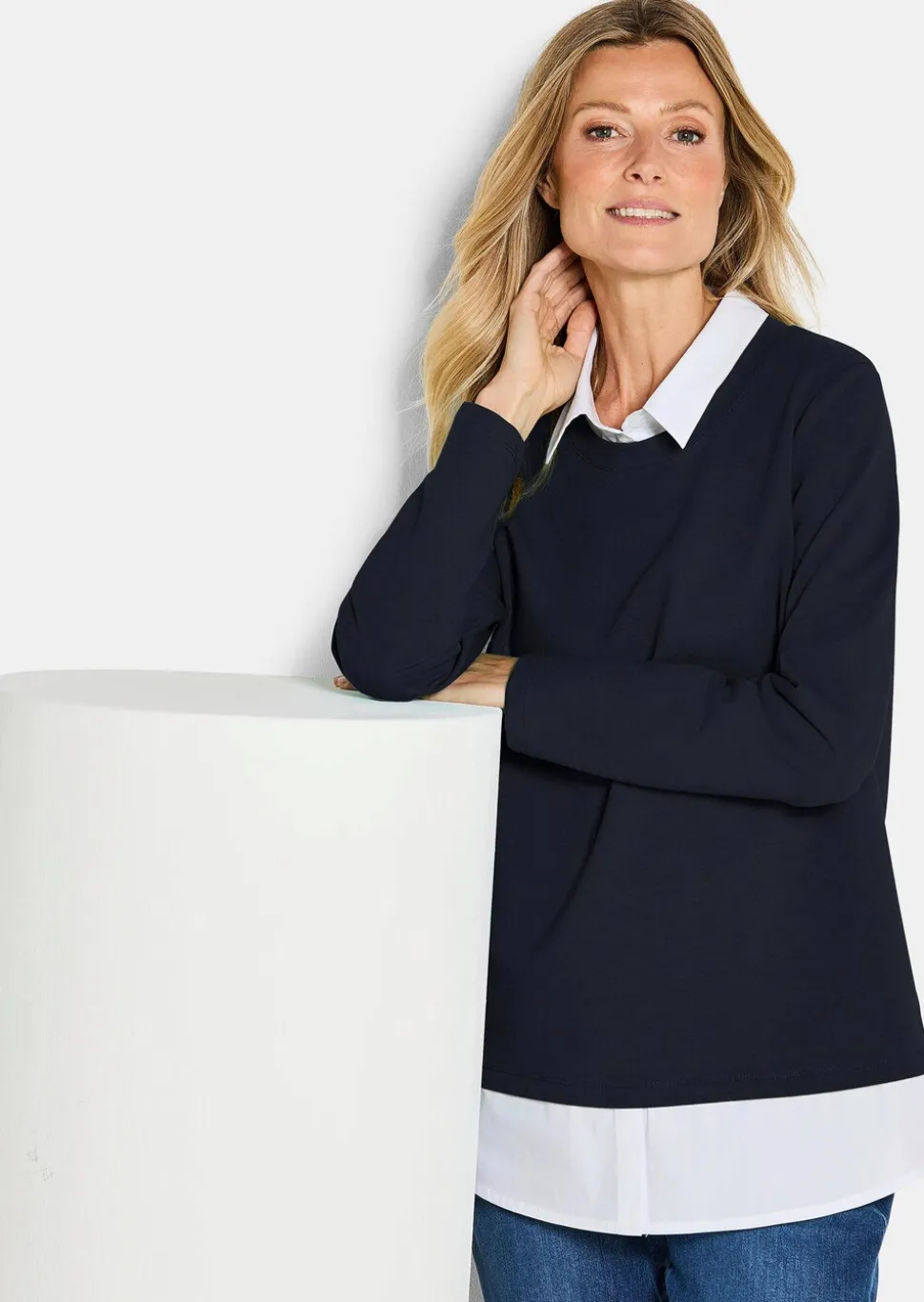 Sweatshirt in 2-in-1-Optik