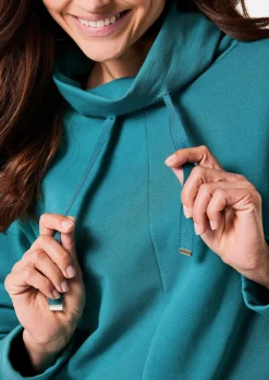 Sweatshirt mit halsfernen Kragen und Tunnelzug