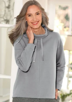 Sweatshirt mit halsfernen Kragen und Tunnelzug