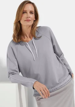 Sweatshirt mit Kordelzug und Paspeln