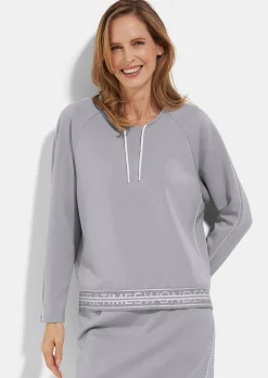 Sweatshirt mit Kordelzug und Paspeln