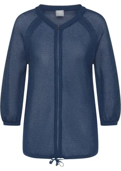 Transparente Strickjacke mit Glanzgarn