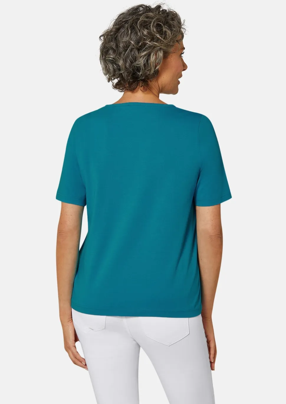 T-Shirt mit charmantem Ausschnitt und Schmucksteinchen