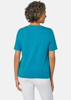 T-Shirt mit charmantem Ausschnitt und Schmucksteinchen