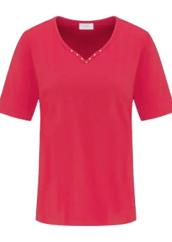 T-Shirt mit charmantem Ausschnitt und Schmucksteinchen