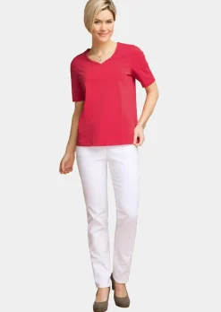 T-Shirt mit charmantem Ausschnitt und Schmucksteinchen