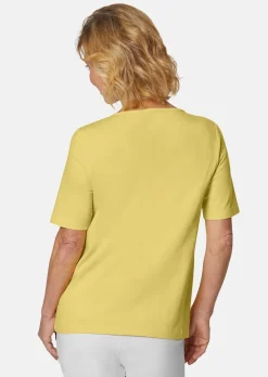 T-Shirt mit charmantem Ausschnitt und Schmucksteinchen