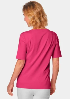 T-Shirt mit charmantem Ausschnitt und Schmucksteinchen