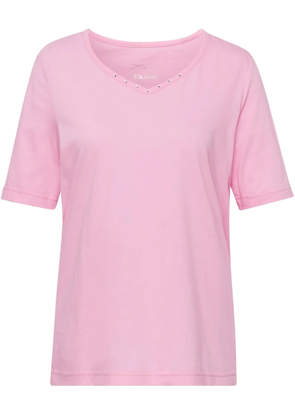 T-Shirt mit charmantem Ausschnitt und Schmucksteinchen