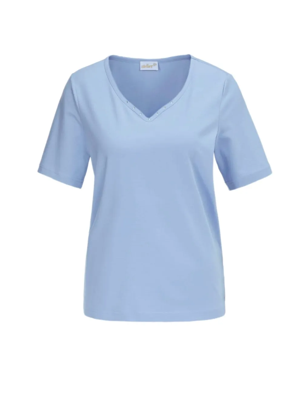 T-Shirt mit charmantem Ausschnitt und Schmucksteinchen