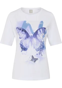 T-Shirt mit Schmetterlingen und Glitzersteinen
