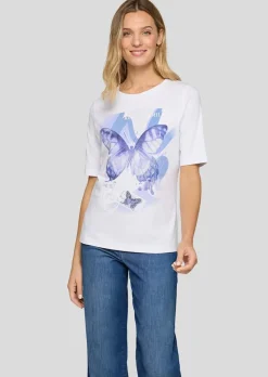 T-Shirt mit Schmetterlingen und Glitzersteinen