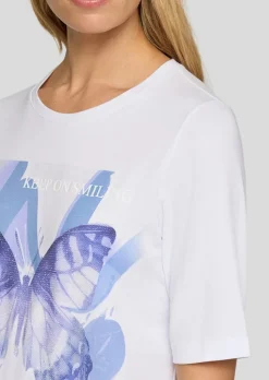 T-Shirt mit Schmetterlingen und Glitzersteinen