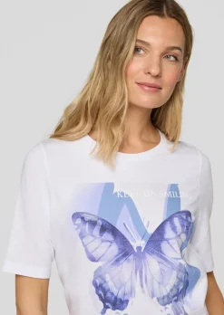 T-Shirt mit Schmetterlingen und Glitzersteinen