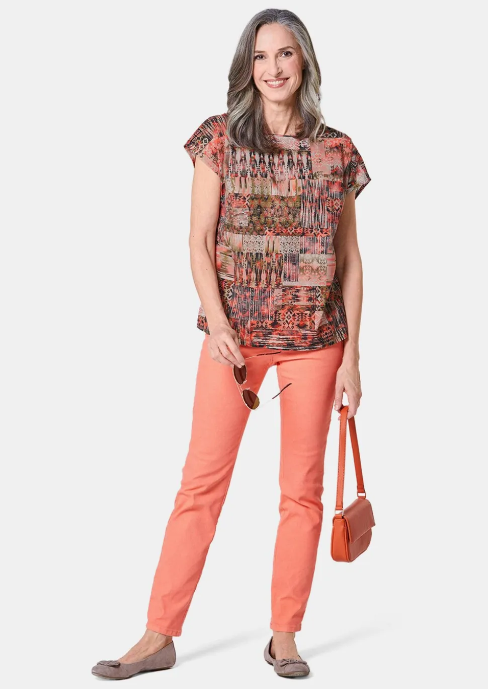 Ultraleichte Druckbluse aus reiner Baumwolle
