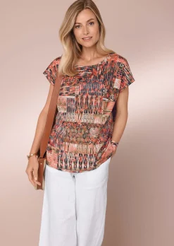 Ultraleichte Druckbluse aus reiner Baumwolle
