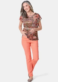 Ultraleichte Druckbluse aus reiner Baumwolle