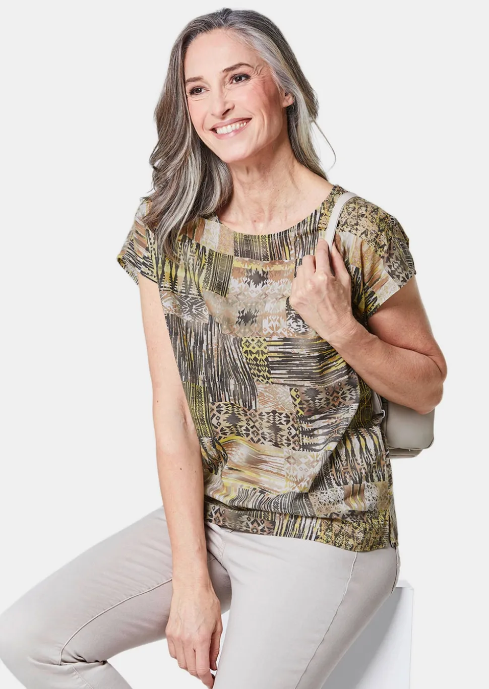 Ultraleichte Druckbluse aus reiner Baumwolle