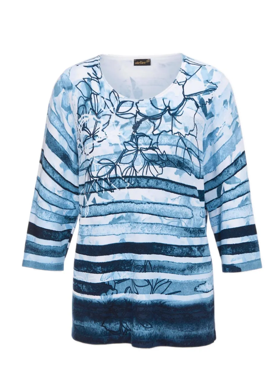 Unkomplizierter Druckpullover mit schimmernden Schmucksteinen