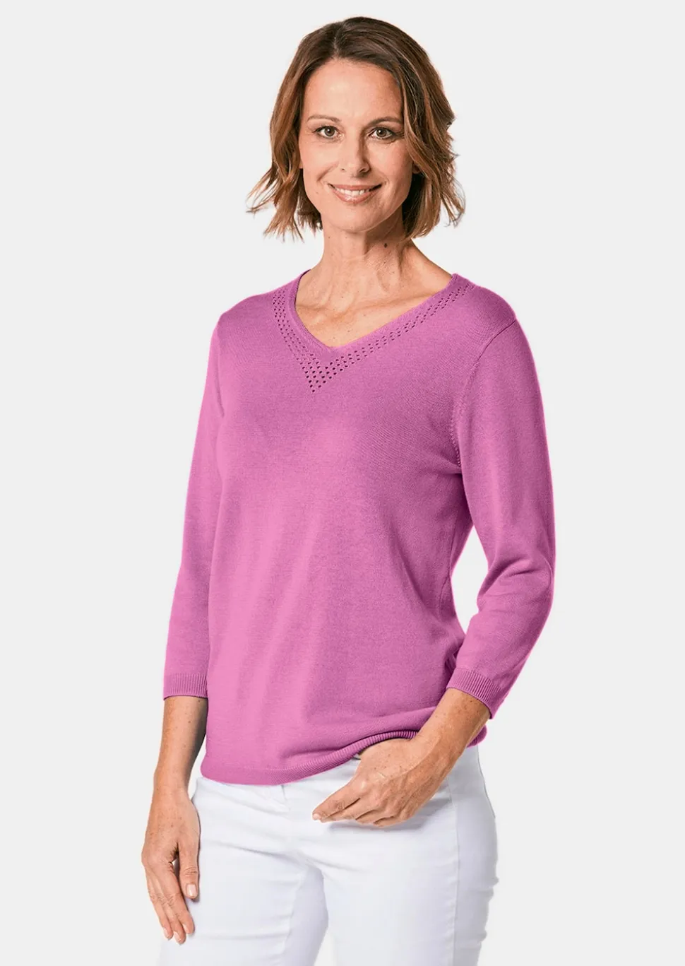 Unkomplizierter Pullover mit V-Ausschnitt