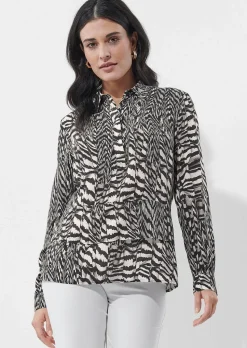 Viskose-Bluse mit Animal Print