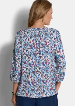 Viskose-Bluse mit Blumenmuster