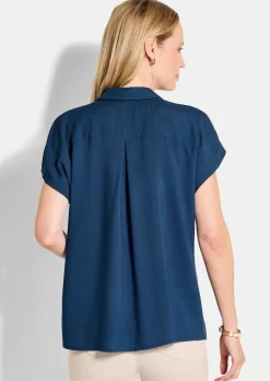 Viskose-Bluse mit Hemdkragen