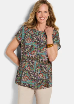 Viskose-Bluse mit Orient-Print