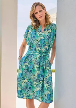 Viskose-Kleid mit Bindegürtel