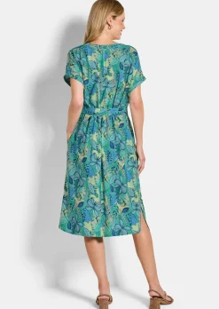 Viskose-Kleid mit Bindegürtel