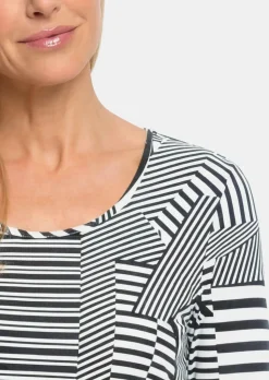Viskoseshirt mit abstraktem Streifendruck