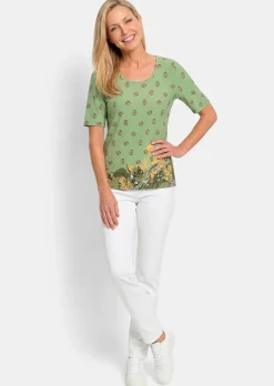 Viskoseshirt mit Blüten- und Blätter-Print