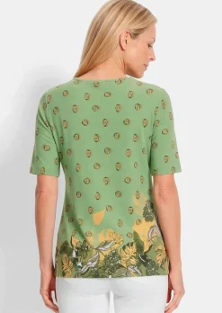 Viskoseshirt mit Blüten- und Blätter-Print