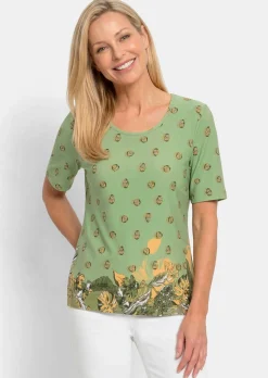 Viskoseshirt mit Blüten- und Blätter-Print