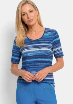 Viskoseshirt mit farbintensivem Streifenmuster