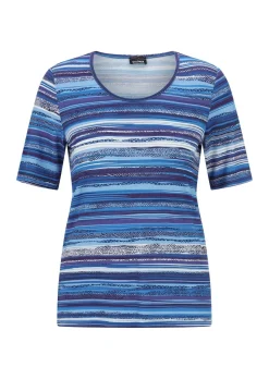 Viskoseshirt mit farbintensivem Streifenmuster