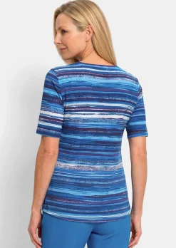 Viskoseshirt mit farbintensivem Streifenmuster