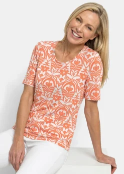 Viskoseshirt mit femininem Ornamentmuster