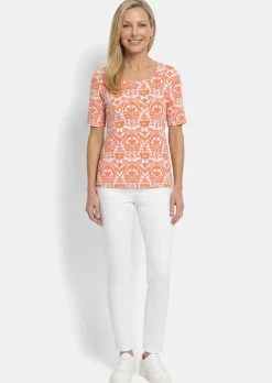 Viskoseshirt mit femininem Ornamentmuster