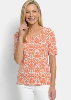Viskoseshirt mit femininem Ornamentmuster